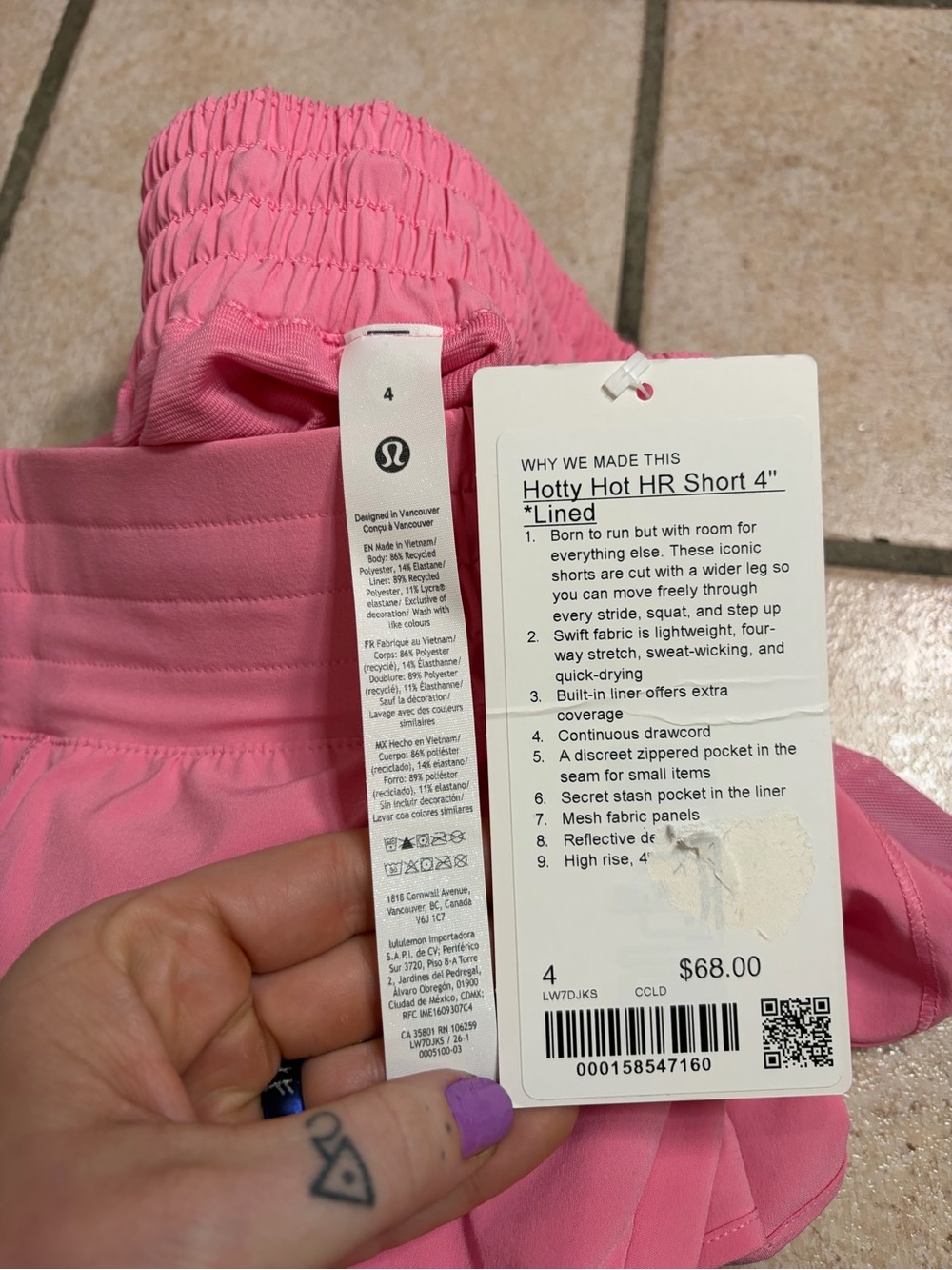 NWT Lululemon Hotty Hot High-Rise Short 4” Lined (Candy Cloud) Size 4 - Picture 7 of 9